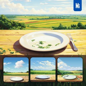 Midjourney Plate Table Farm Farmland Sky Illustration