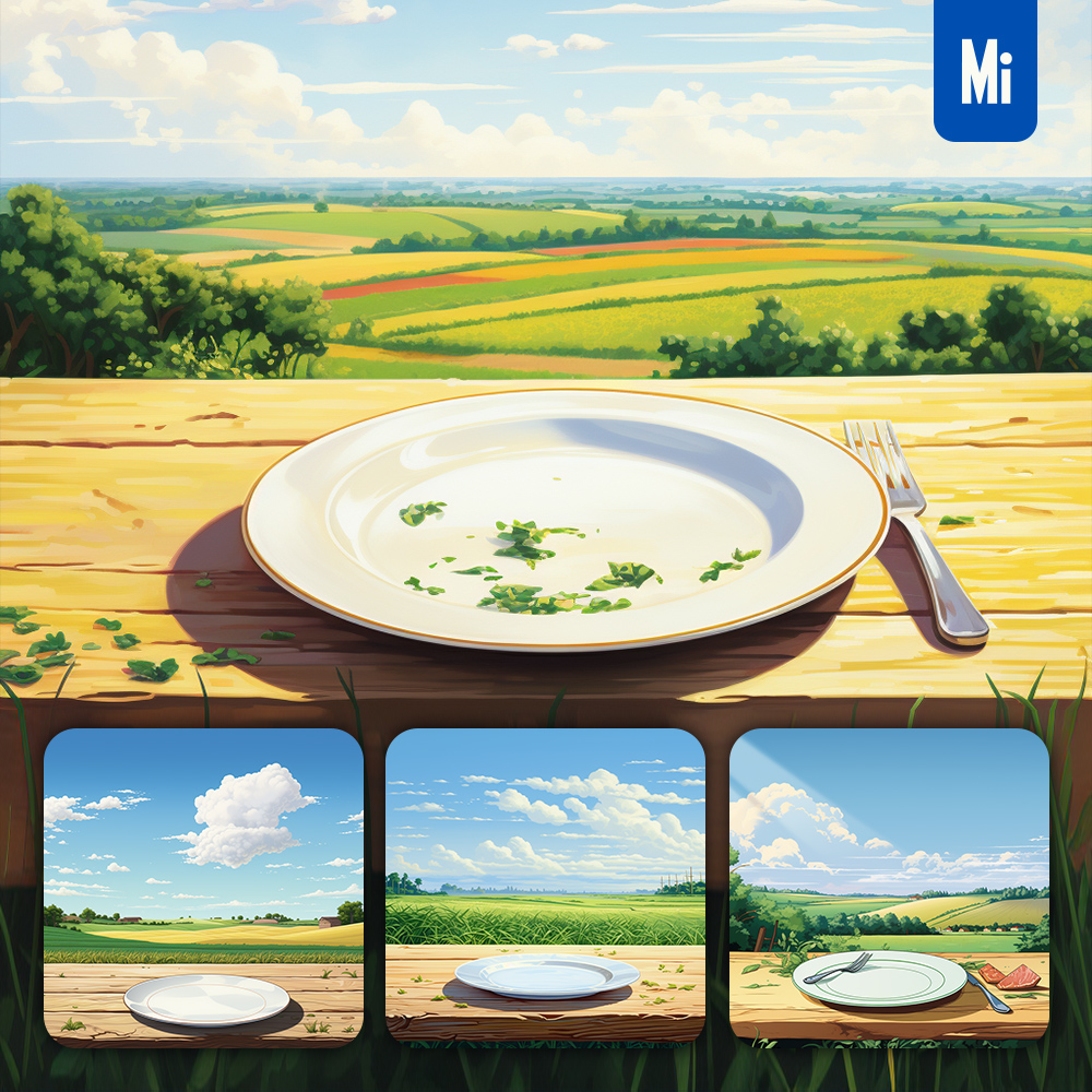 Midjourney Plate Table Farm Farmland Sky Illustration