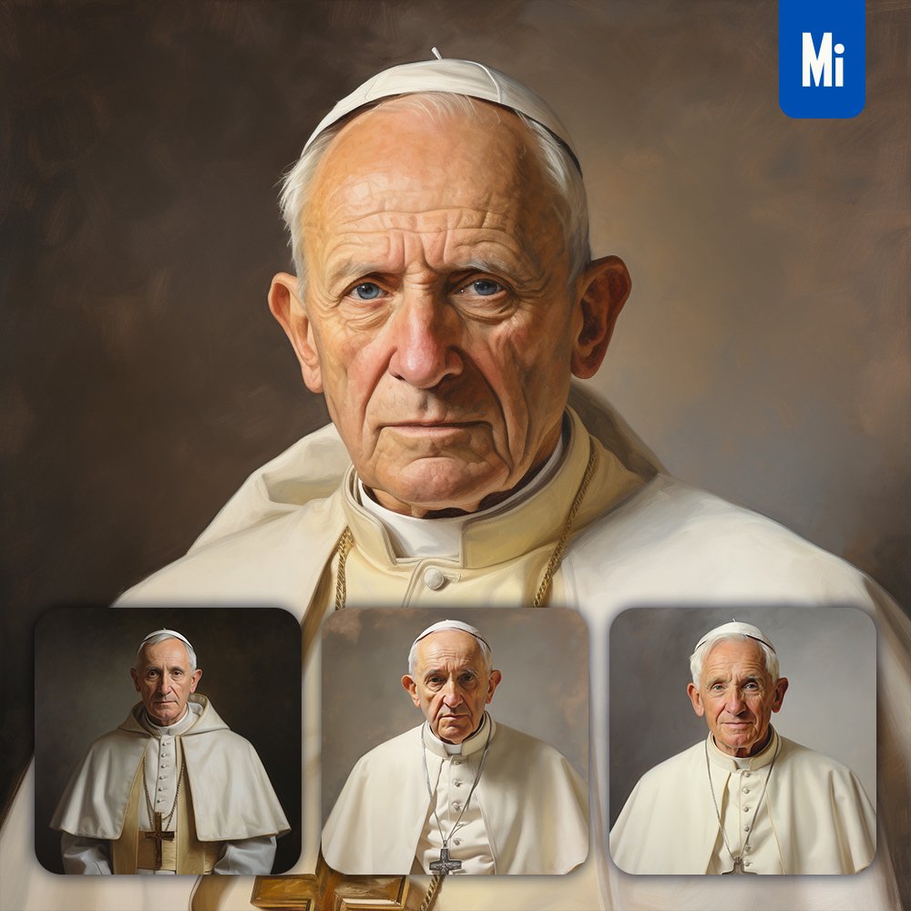 Midjourney Pope Pontiff Oil Painting Drawing Portrait
