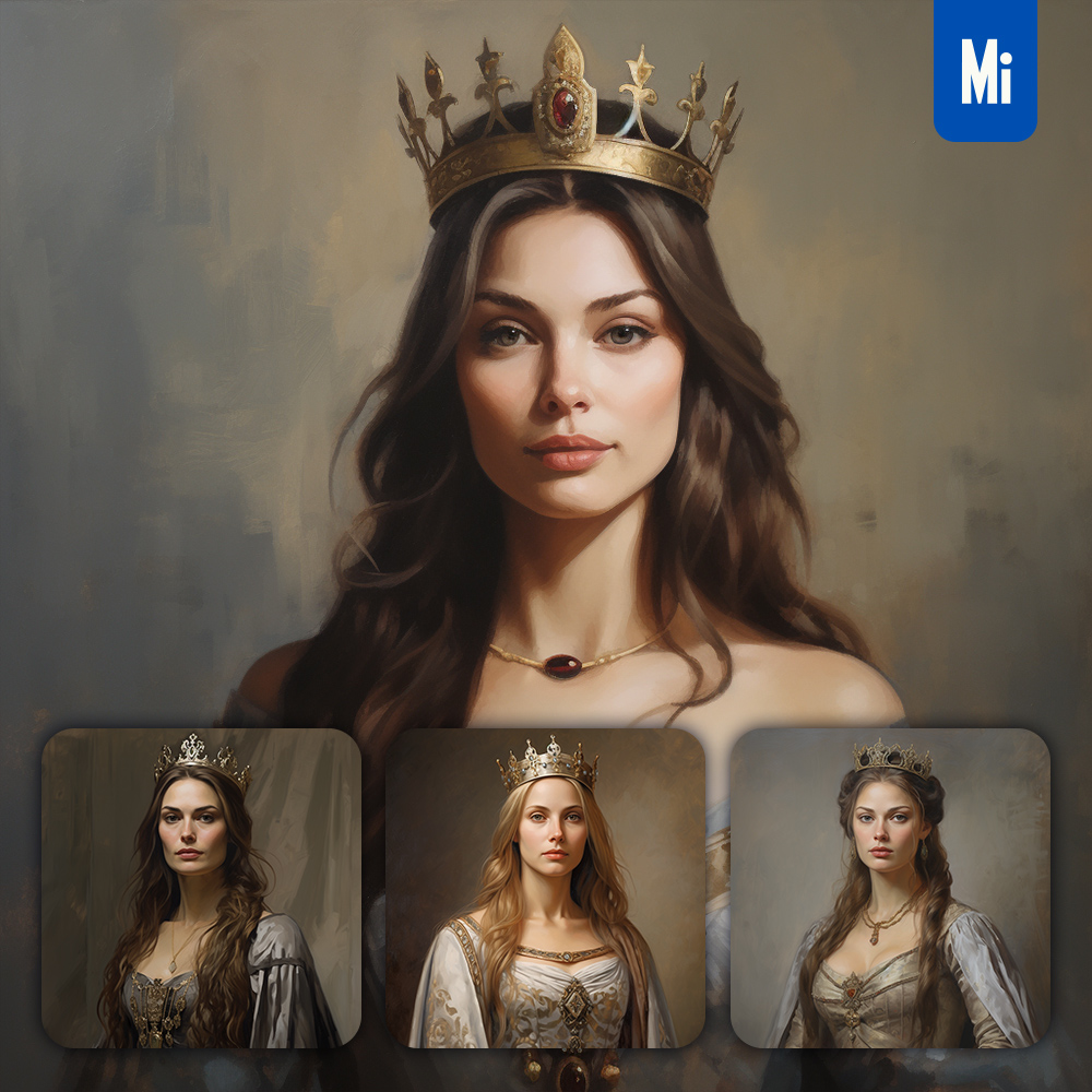 Midjourney Queen Woman Oil Painting Drawing Portrait
