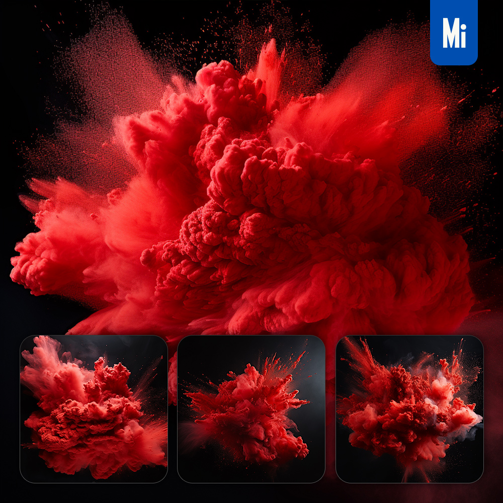 Midjourney Red Powder Explosion Photography