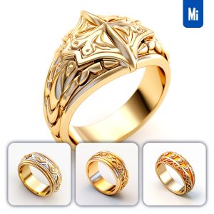 Midjourney Ring Knight Finger Circlet Gold Icon 3D Game