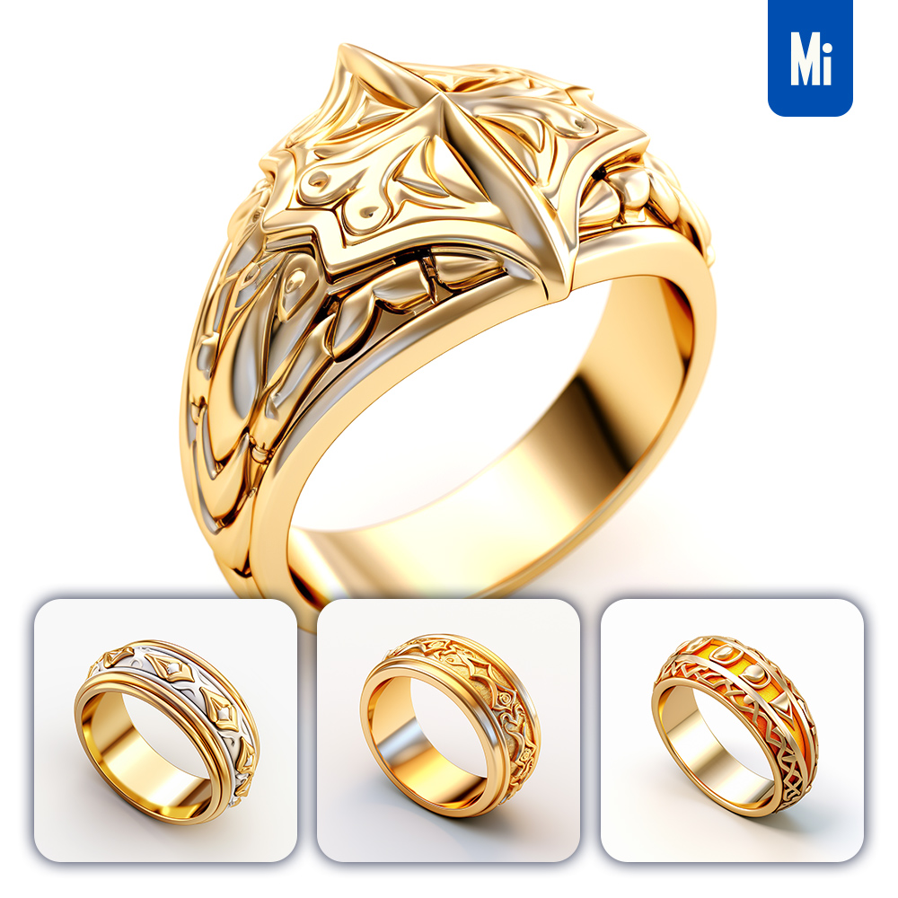 Midjourney Ring Knight Finger Circlet Gold Icon 3D Game