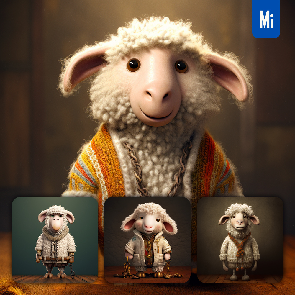 Midjourney Sheep Cute Doll Stuffed Toy