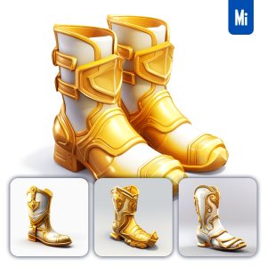 Midjourney Shoe Boot Warrior Gold Icon 3D Game