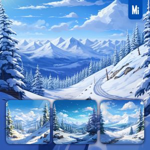 Midjourney Snow Tree Mountain Illustration