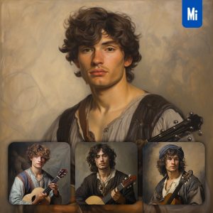 Midjourney Troubadour Man Oil Painting Drawing Portrait