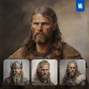 Midjourney Viking Man Oil Painting Drawing Portrait