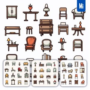 Midjourney Vintage Sofa Furniture Icon Cartoon