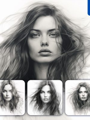 Midjourney Woman Female Face Sketch Pencil Drawing