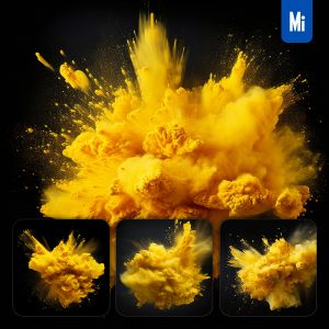 Midjourney Yellow Powder Explosion Photography
