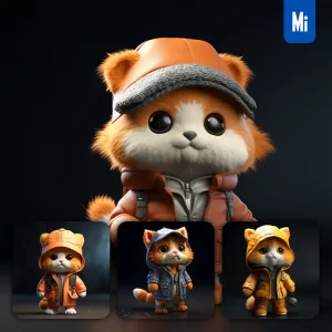 Midjourney Prompt Cat Cap Popmart Blindbox 3D Cute