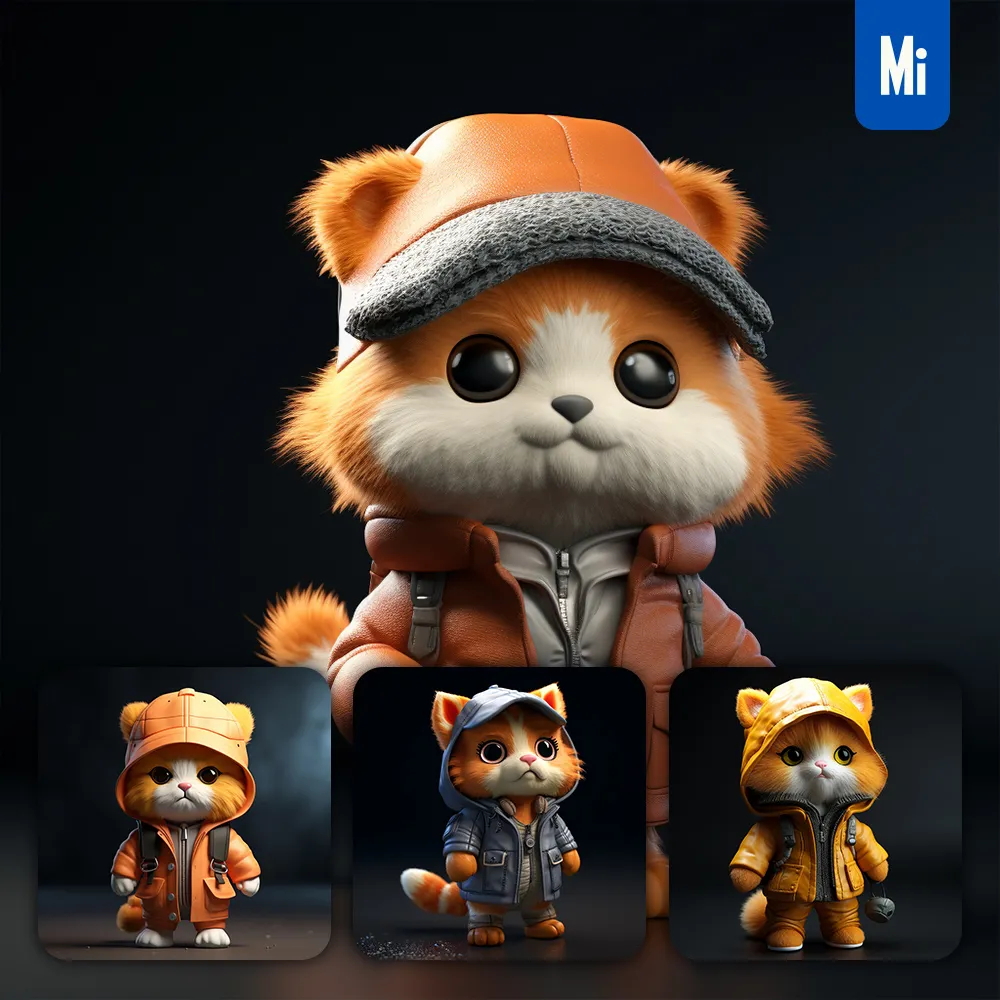 Midjourney Prompt Cat Cap Popmart Blindbox 3D Cute