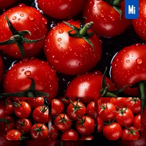Midjourney Prompt Cherry Tomato Fresh Water Drop Photography