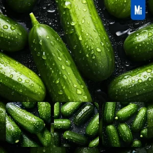 Midjourney Prompt Cucumber Fresh Water Drop Photography