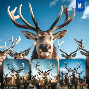 Midjourney Prompt Elk Herd Head Close Up Animal Photography