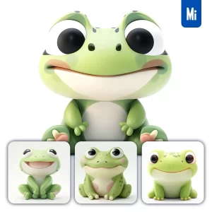 Midjourney Prompt Frog Popmart Blindbox 3D Cute Cartoon Toy C4D Smile