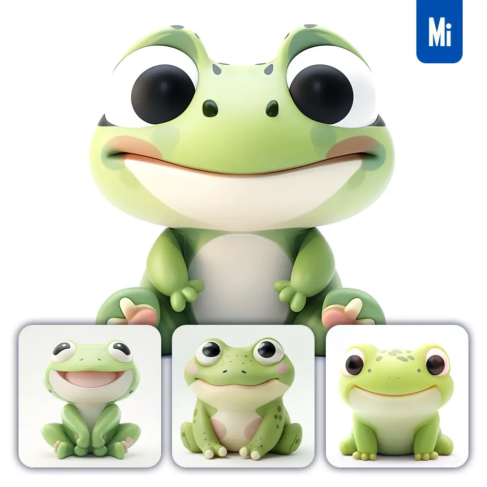 Midjourney Prompt Frog Popmart Blindbox 3D Cute Cartoon Toy C4D Smile