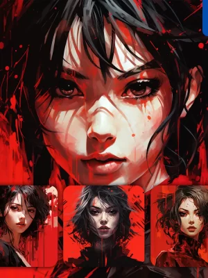 Midjourney Prompt Girl Oil Painting Head Face Avatar Red