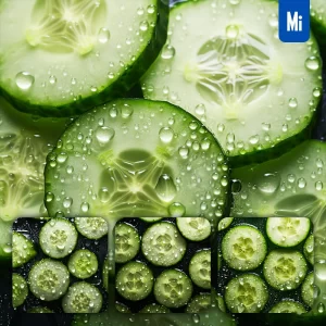 Midjourney Prompt Sliced Cucumber Fresh Water Drop Photography
