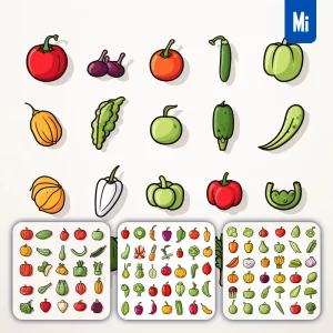Midjourney Prompt Vegetable Icon Set Cartoon Vector
