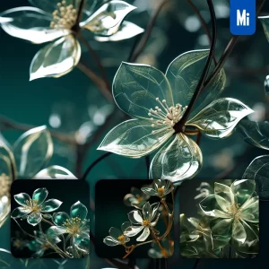 Midjourney Prompt Jasmine Flower Plant Glass Photography