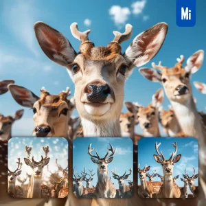 Midjourney Prompt Deer Herd Front Head Close Up Animal Photography