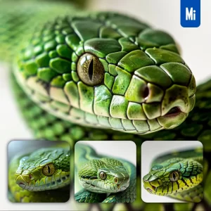 Midjourney Prompt Green Snake Head Photography
