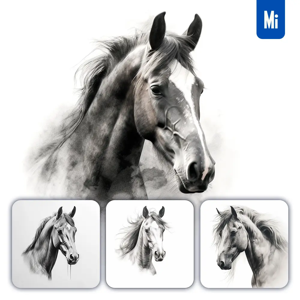 Midjourney Prompt Horse Head Sketch Pencil Drawing