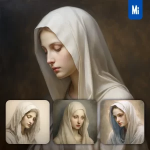Midjourney Prompt Virgin Mary Madonna Woman Oil Painting Drawing Portrait