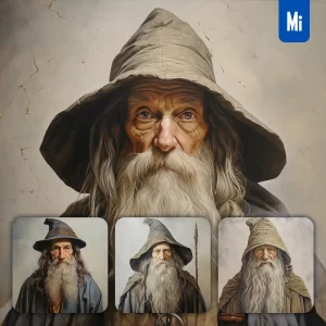 Midjourney Prompt Wizard Oldman Grandfather Oil Painting Drawing Portrait