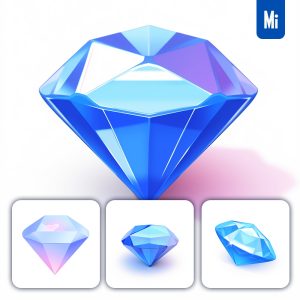 Midjourney Blue Diamond Icon 3D