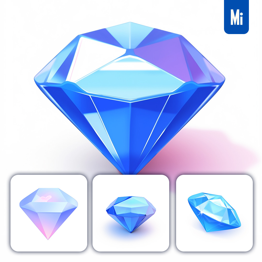 Midjourney Blue Diamond Icon 3D