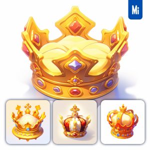 Midjourney Gold Crown Icon 3D Game