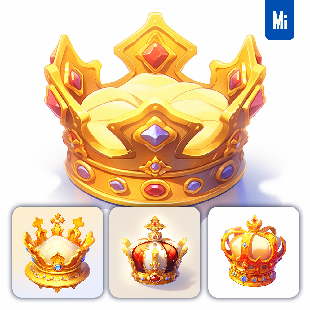 Midjourney Gold Crown Icon 3D Game