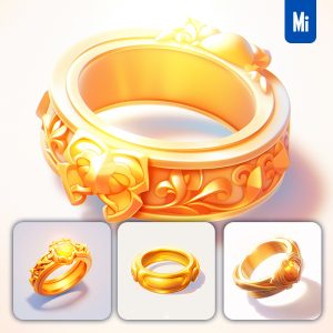 Midjourney Gold Finger Ring Icon 3D Game