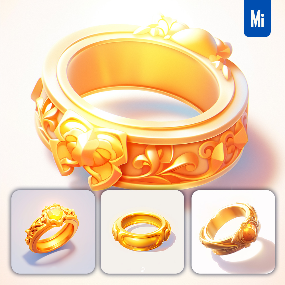 Midjourney Gold Finger Ring Icon 3D Game