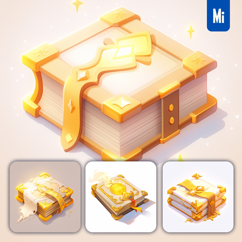 Midjourney Magic Book Icon 3D Game