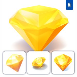 Midjourney Yellow Diamond Icon 3D