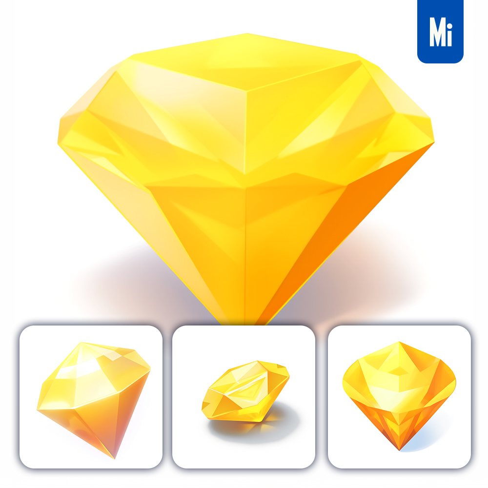 Midjourney Yellow Diamond Icon 3D
