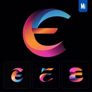 Midjourney Prompt E Letter Logo Vector Design Colorful Gradients Graphic