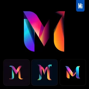 Midjourney Prompt M Letter Logo Vector Design Colorful Gradients Graphic