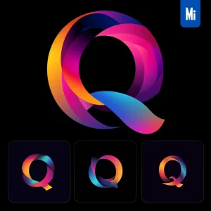 Midjourney Prompt Q Letter Logo Vector Design Colorful Gradients Graphic
