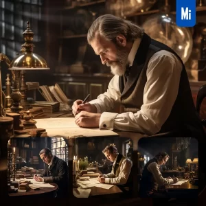 Midjourney Prompt Sir Gentleman Man Write Cinema Ancient Still Photography