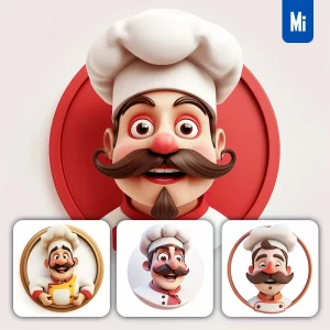 Midjourney Prompt Chef Restaurant 3D Cartoon Logo