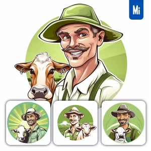 Midjourney Prompt Cow Farm Farmer Logo