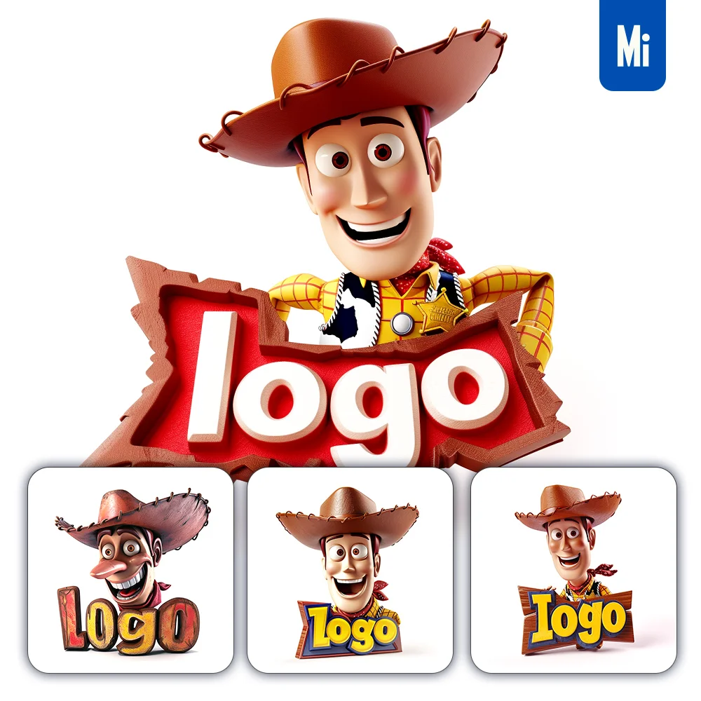 Midjourney Prompt Cowboy Logo 3D Cartoon