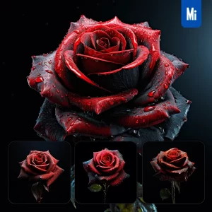 Midjourney Prompt Red Rose Flower Petal Photography