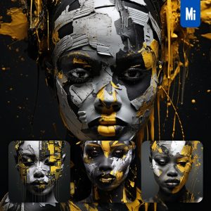Midjourney Prompt Africa Lady Face Woman Head Female Yellow Oil Paint Portrait Painting Photography