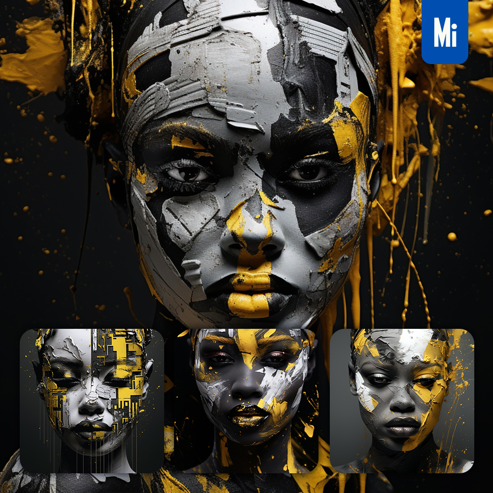 Midjourney Prompt Africa Lady Face Woman Head Female Yellow Oil Paint Portrait Painting Photography